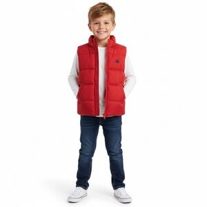 United Colours of Benetton Red Polyester Puffer Vest Unisex Age 8-9 Years Large